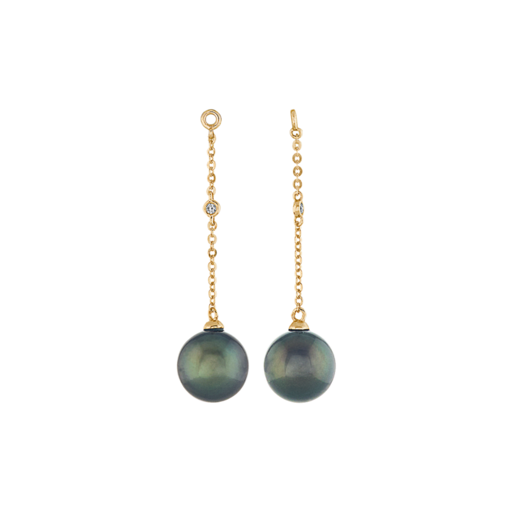 8mm Tahitian Pearl and Diamond Earring Jackets in 14K Yellow Gold