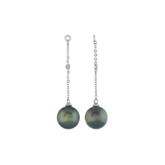 8mm Tahitian Pearl and Diamond Earring Jackets