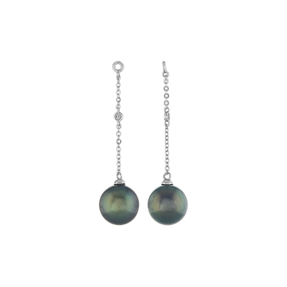 8mm Tahitian Pearl and Diamond Earring Jackets