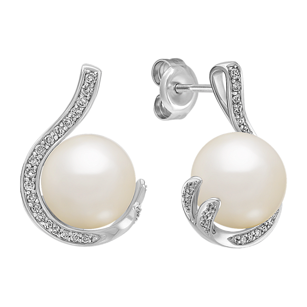 9mm South Sea Cultured Pearl and Diamond Earrings
