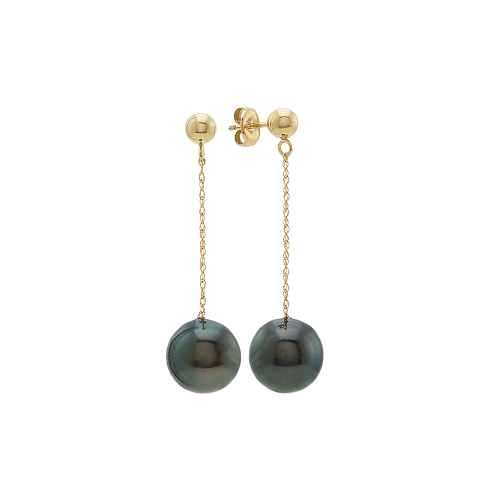 9mm Tahitian Cultured Pearl Dangle Earrings
