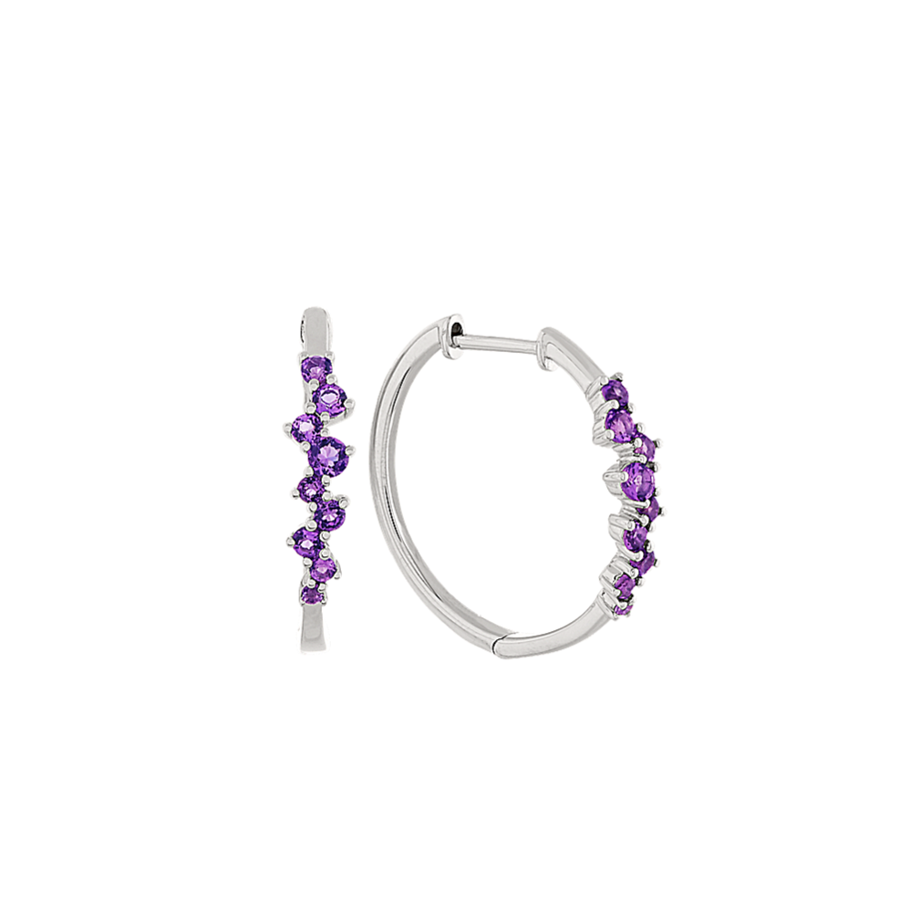 Amethyst Cluster Hoop Earrings