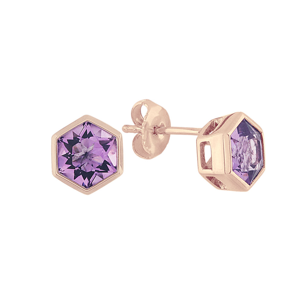 Amethyst Earrings in Vermeil 14k Rose