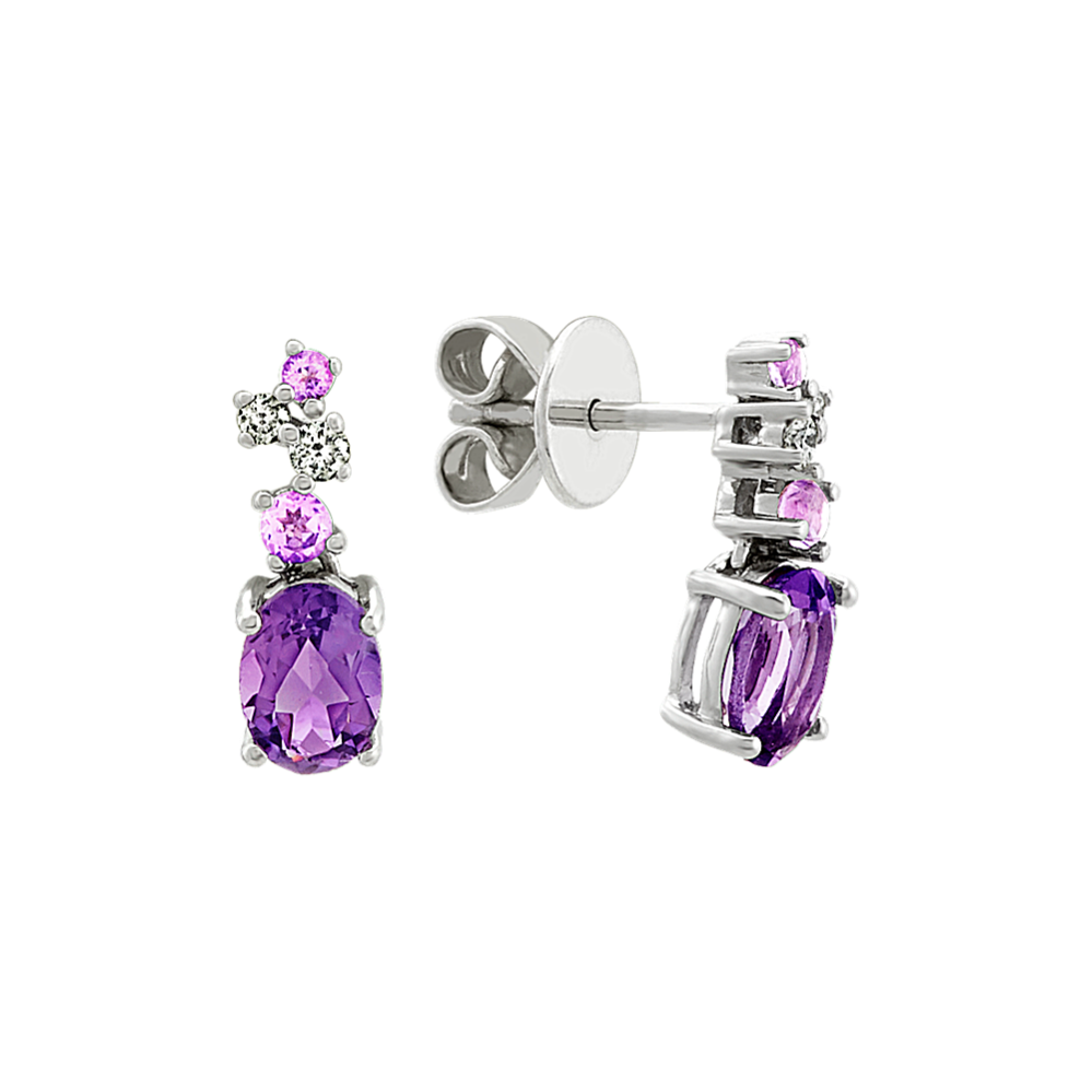 Amethyst and Diamond Dangle Earrings