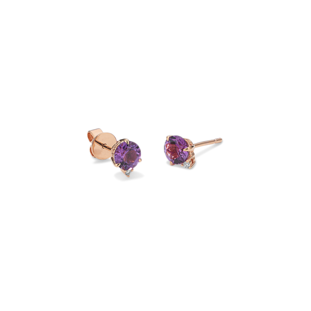 Bondi Amethyst & Diamond Studs