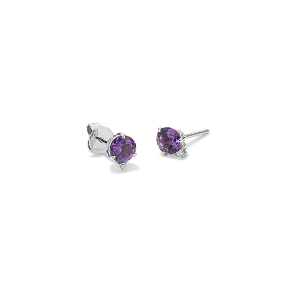 Bondi Amethyst & Diamond Studs