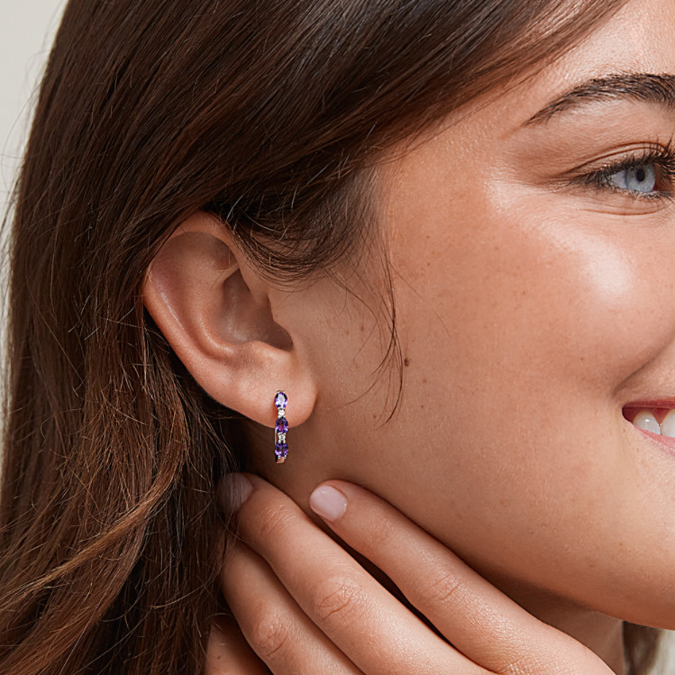 Silver diamond hoops clearance