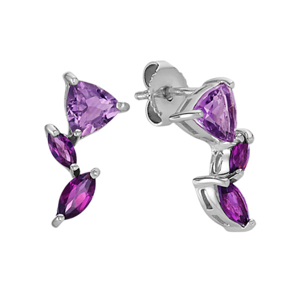 Amethyst And Rhodolite Garnet Earrings In Sterling Silver Shane Co Amethyst And Rhodolite Garnet Earrings In Sterling Silver
