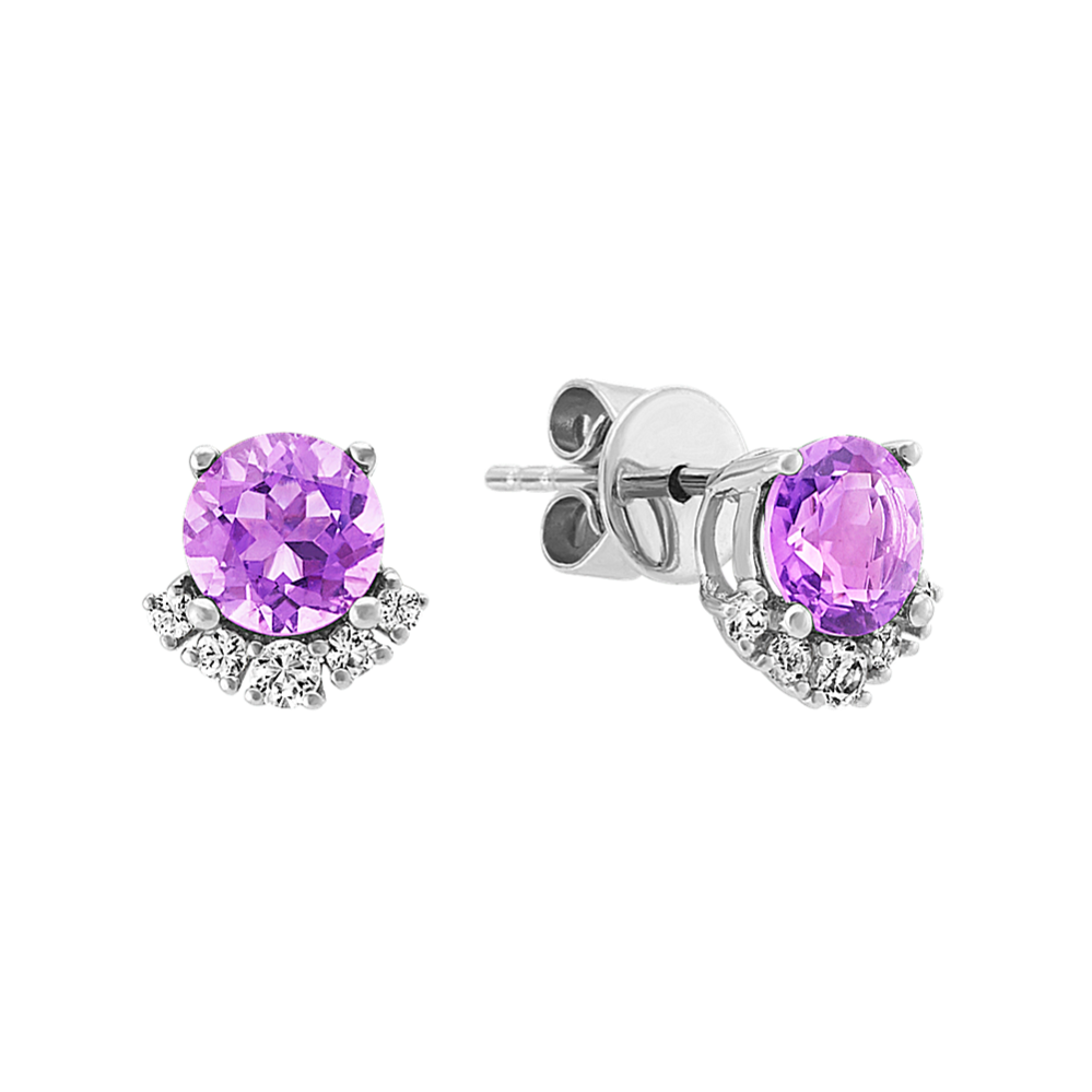 Amethyst and White Sapphire Earrings