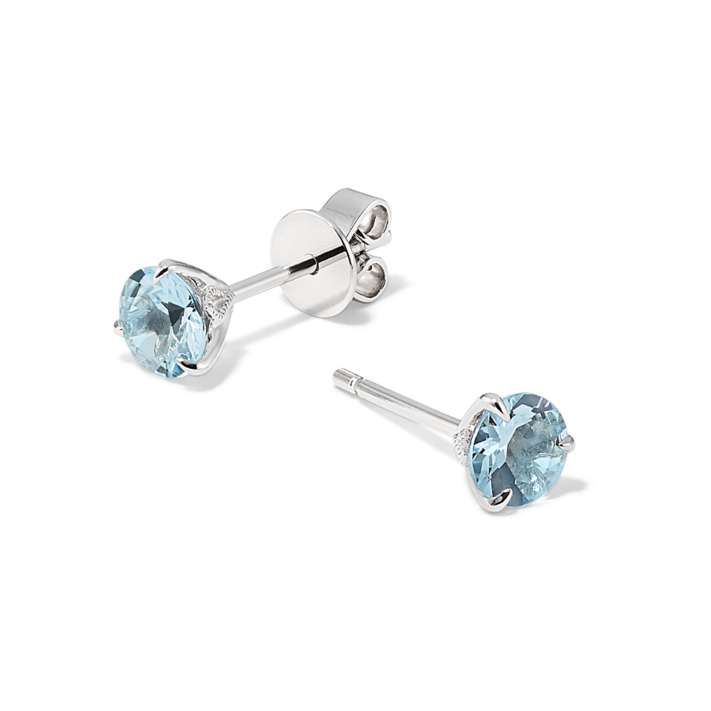 5mm Aquamarine Studs in Sterling Silver Shane Co.