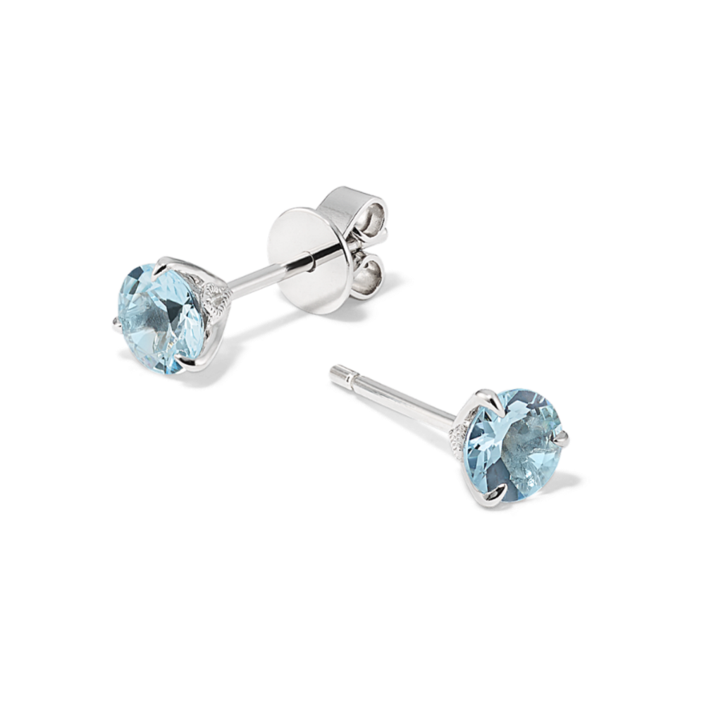 5mm Aquamarine Studs in Sterling Silver
