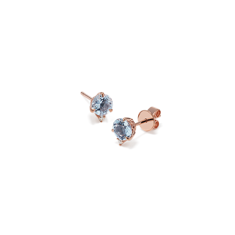 Aquamarine and Diamond Earrings in 14k Rose Gold