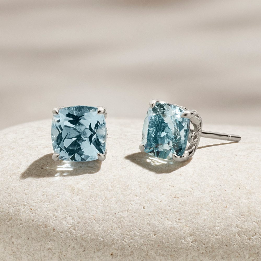 Tierney Aquamarine Diamond Studs Shane Co
