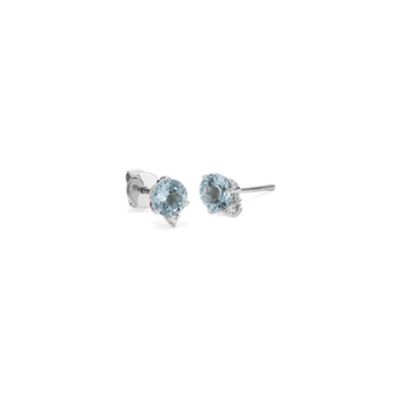 Bondi Aquamarine & Diamond Studs