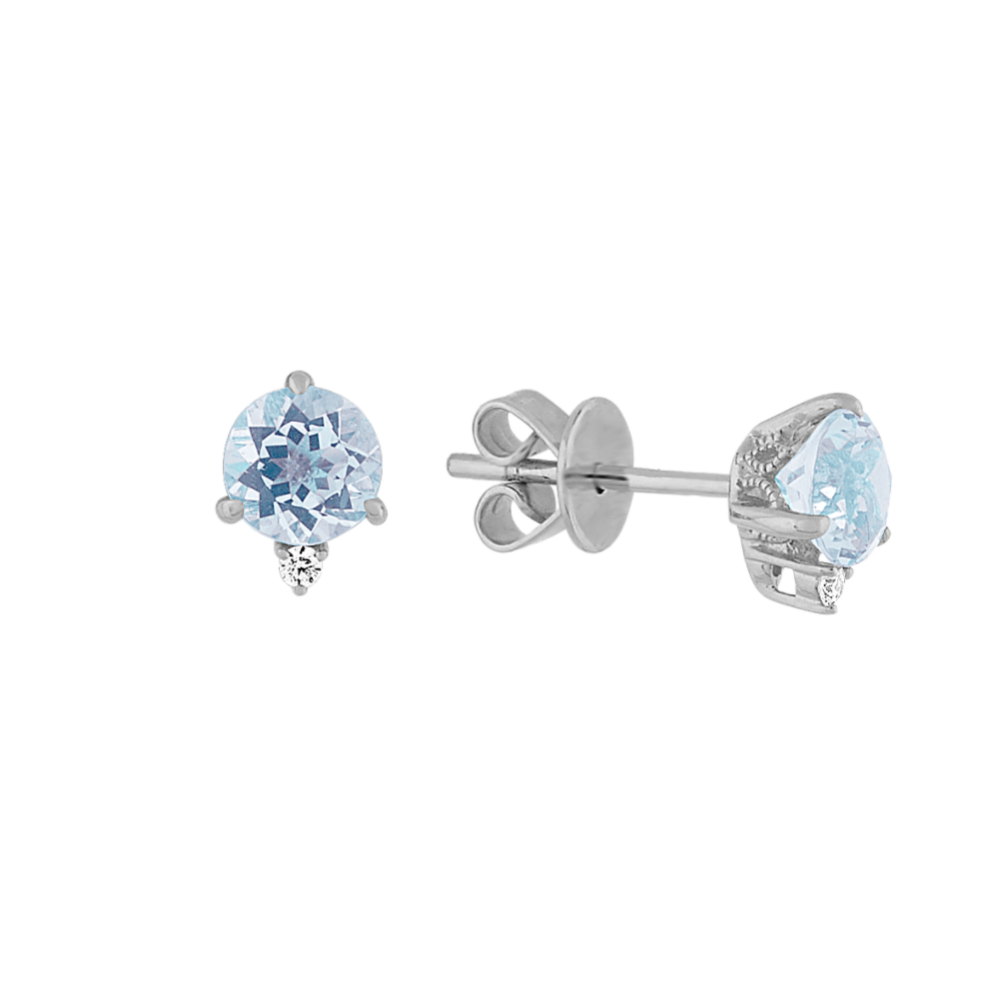 Bondi Aquamarine & Diamond Studs