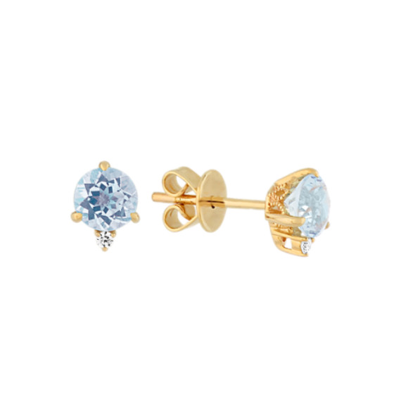 Bondi Aquamarine & Diamond Studs