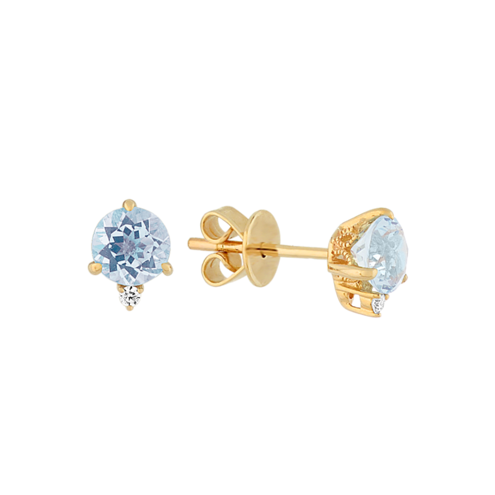 Bondi Aquamarine & Diamond Studs