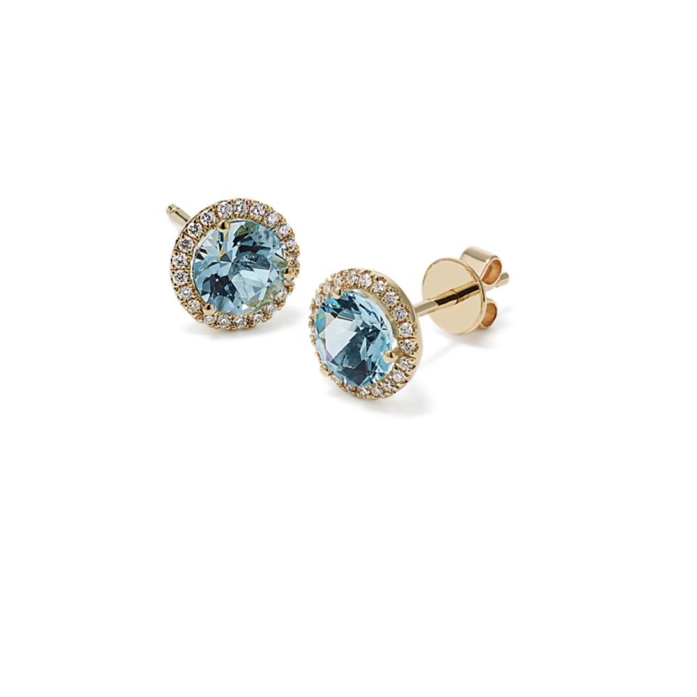 Zurich Aquamarine & Diamond Halo Earrings