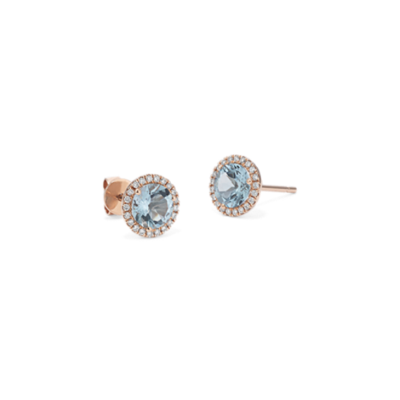 Zurich Aquamarine & Diamond Halo Earrings