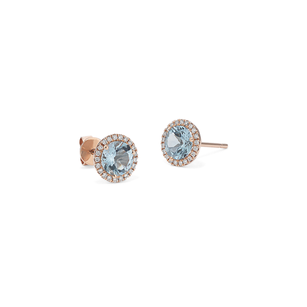 Zurich Aquamarine & Diamond Halo Earrings