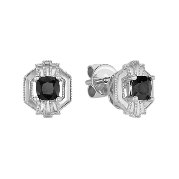 Art Deco Black Sapphire Earrings