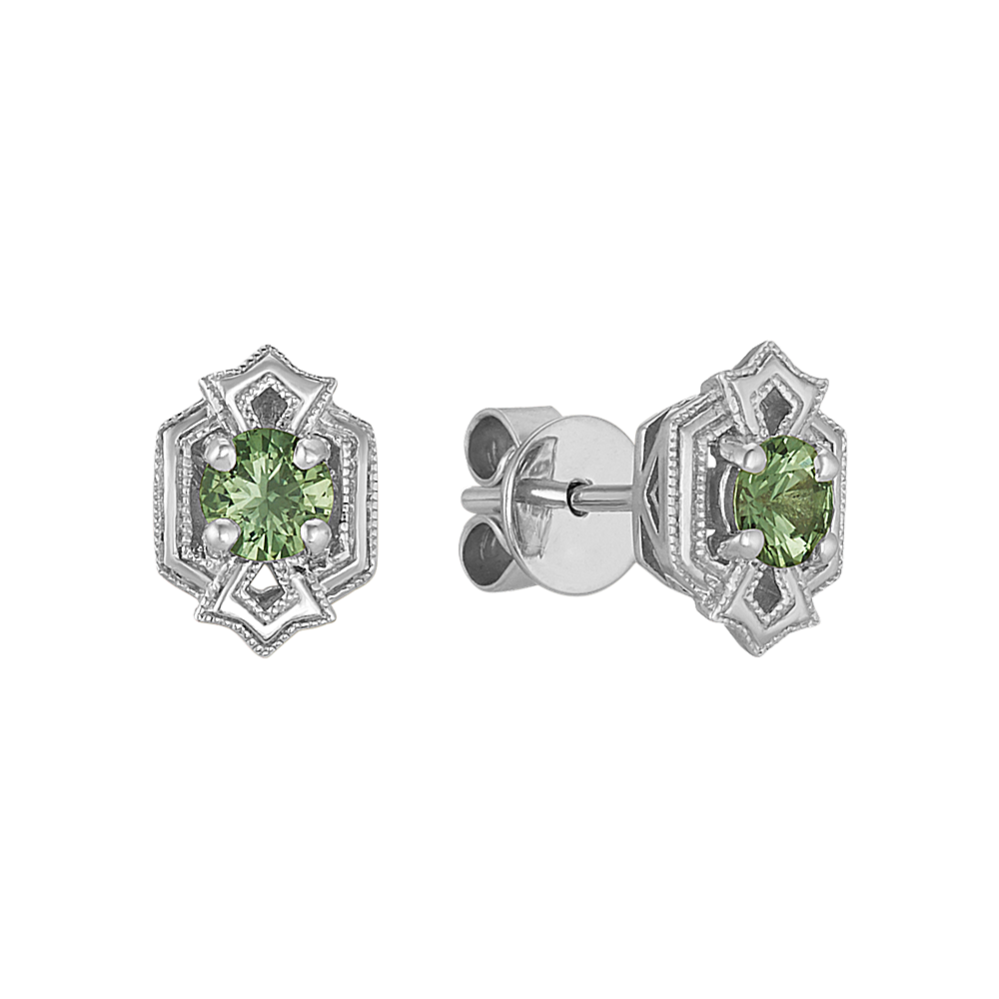 Art Deco Green Sapphire Earrings