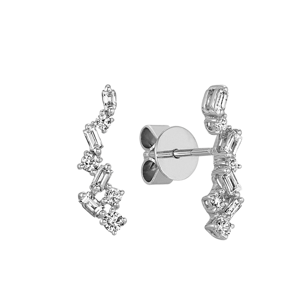 Baguette and Round Diamond Earrings