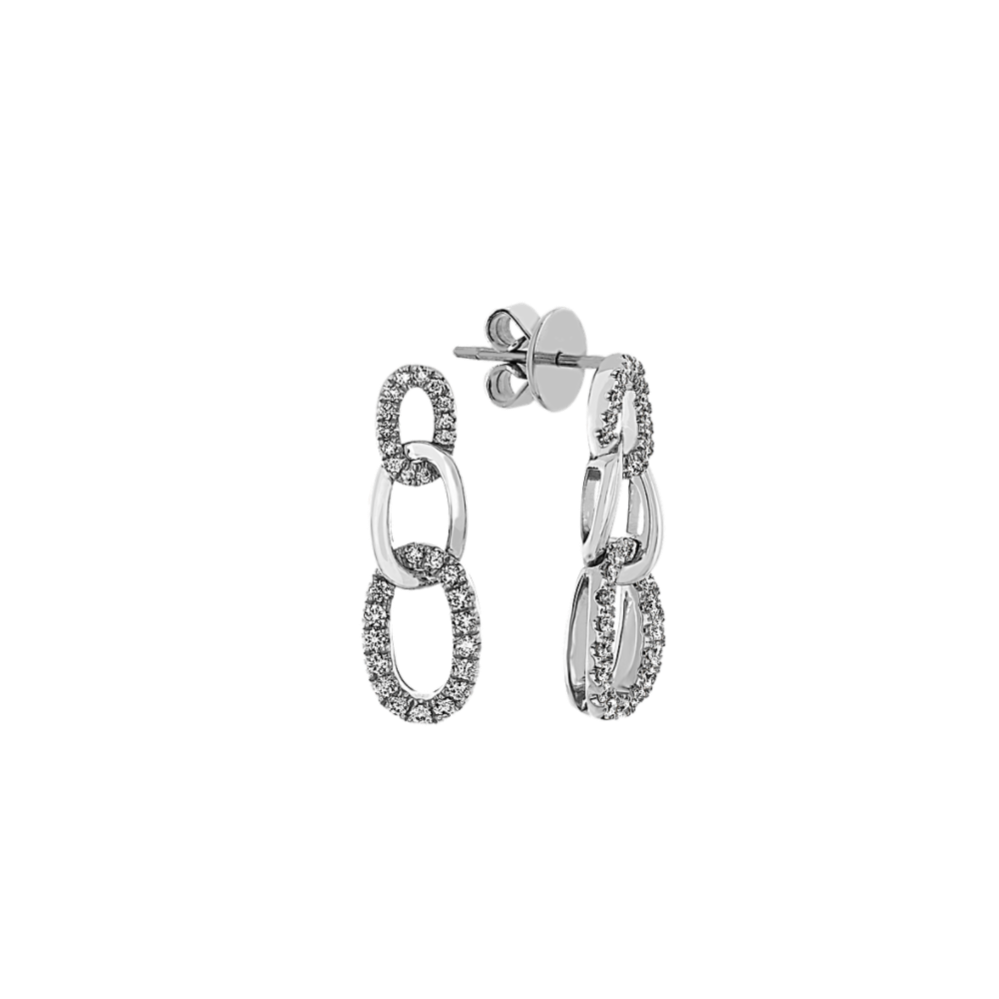 Bella Link Diamond Earrings in 14k White Gold