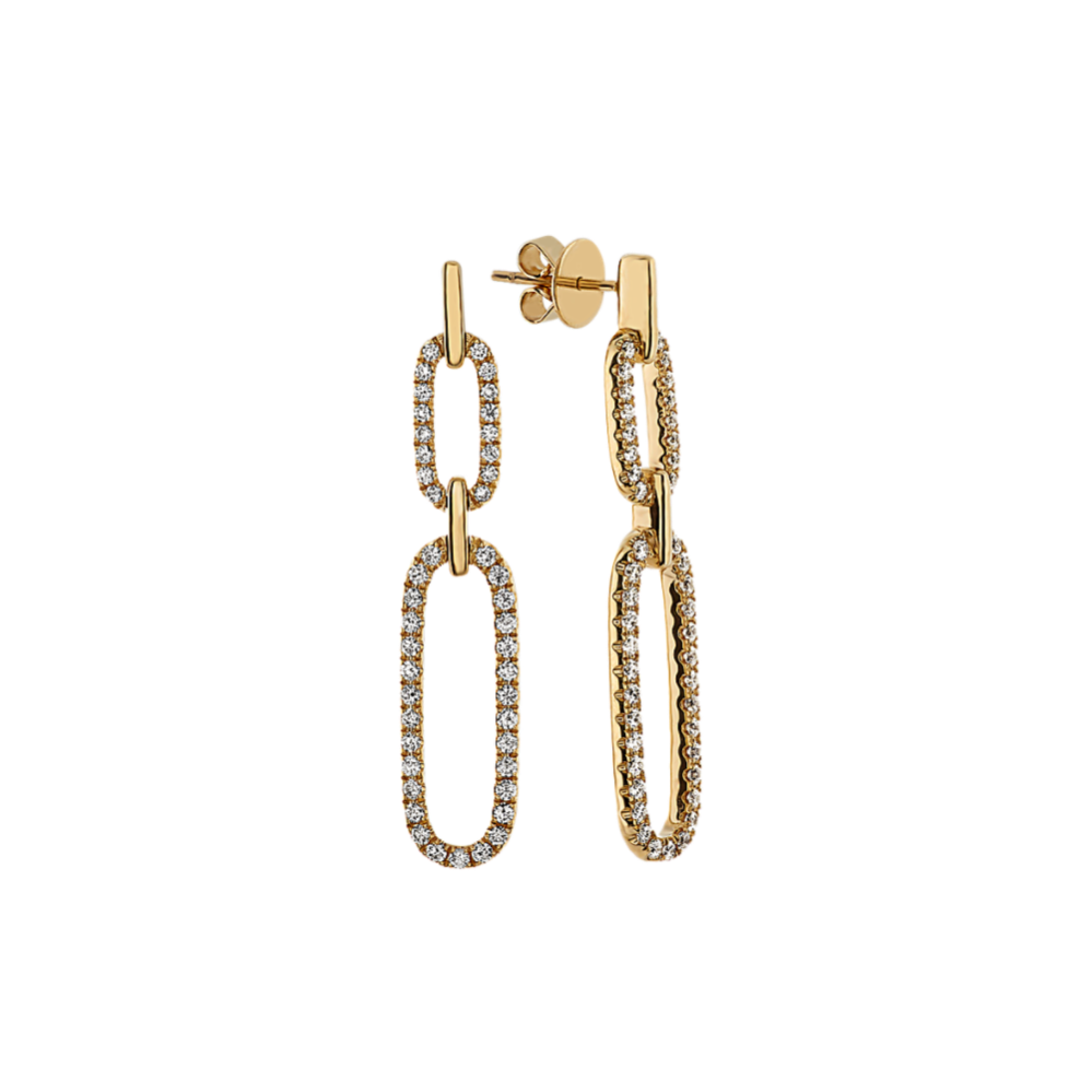 Bella Link Diamond Earrings in 14k Yellow Gold