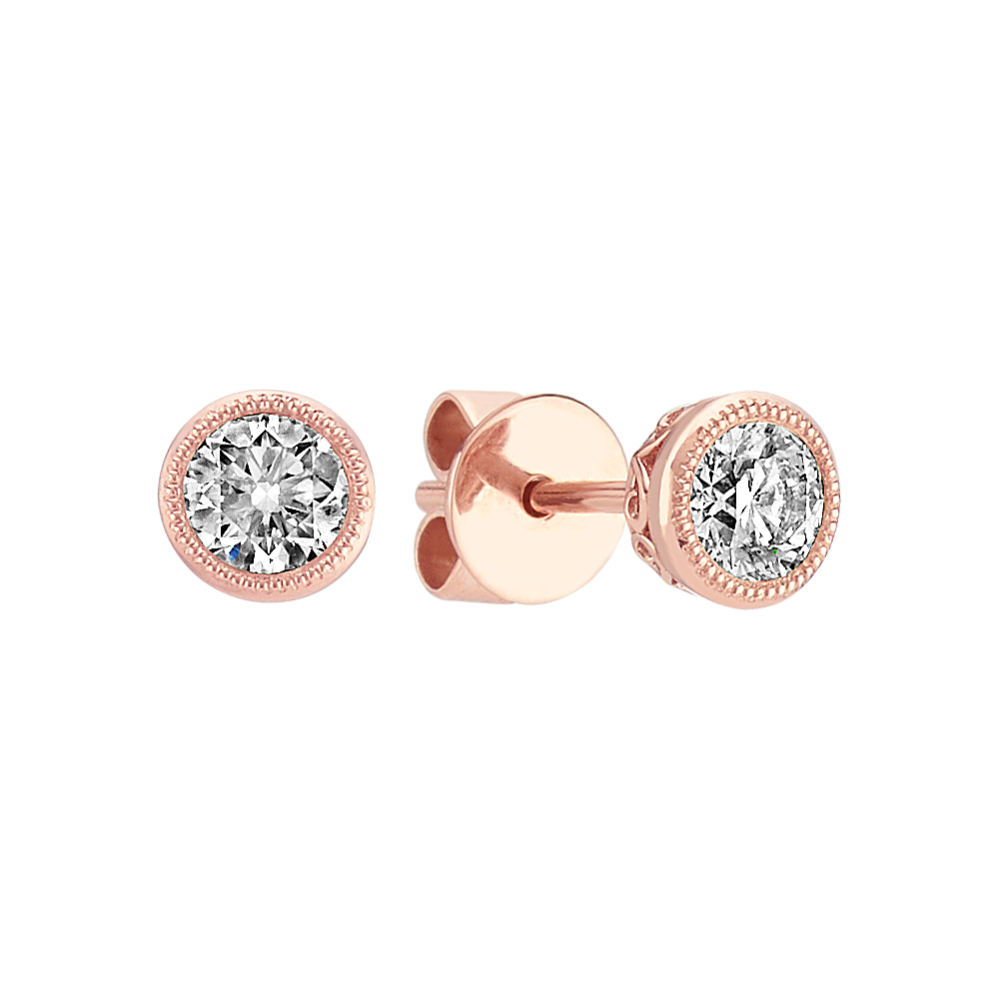 Bezel-Set Diamond Earrings in 14k Rose Gold