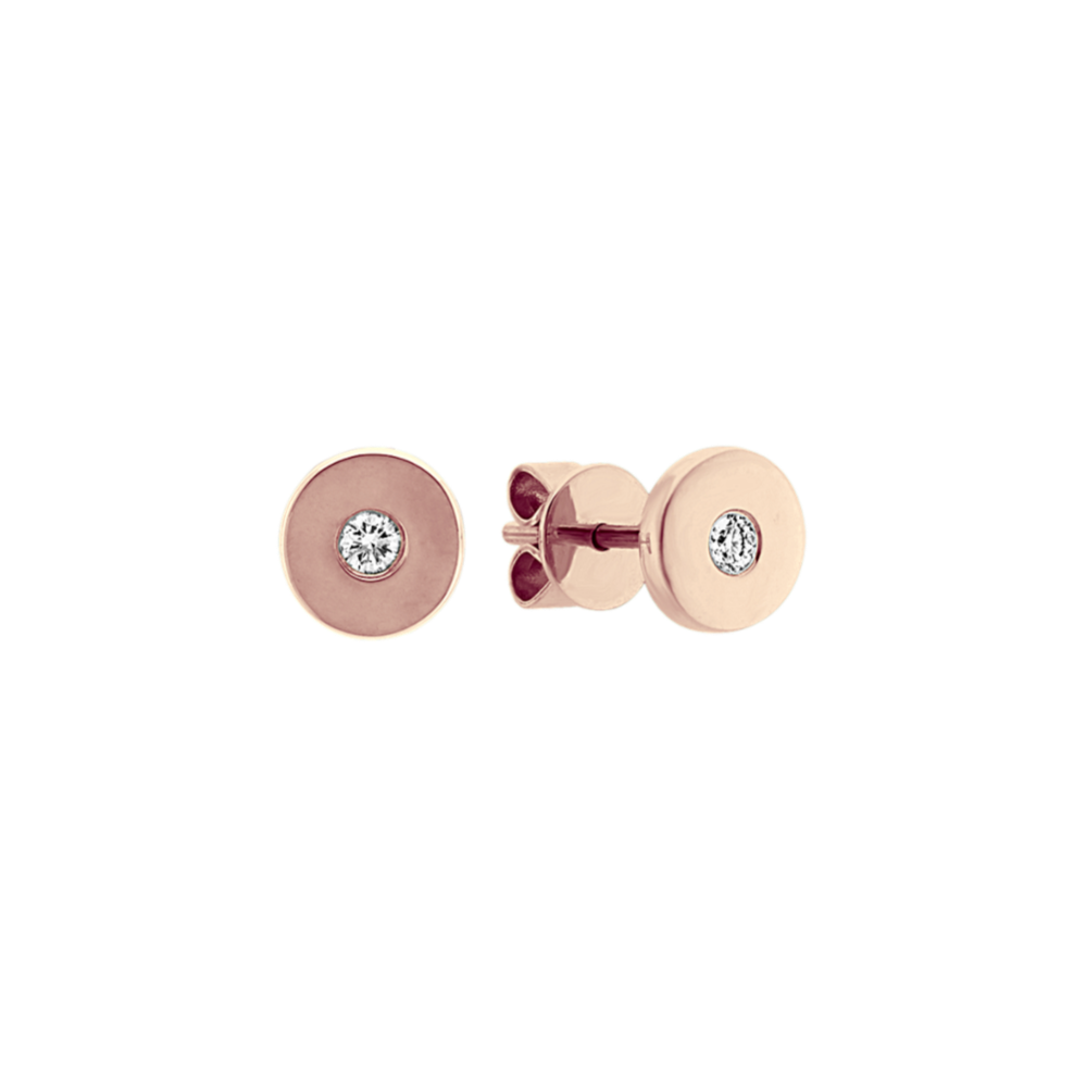 Bezel-Set Diamond Earrings in 14k Rose Gold