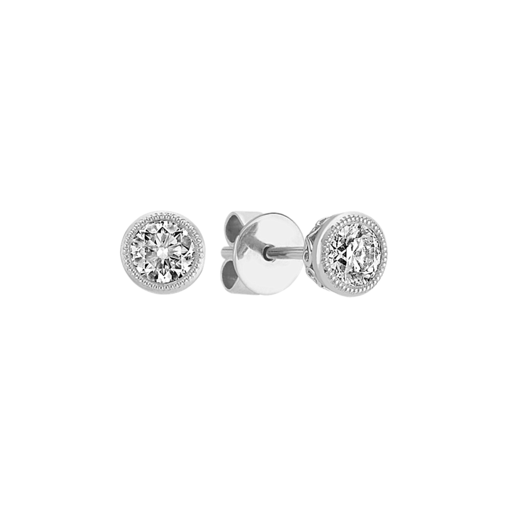 Bezel-Set Diamond Earrings in 14k White Gold