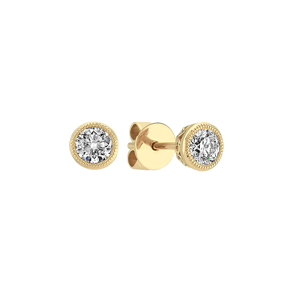 BezelSet Diamond Earrings in 14k Yellow Gold Shane Co.
