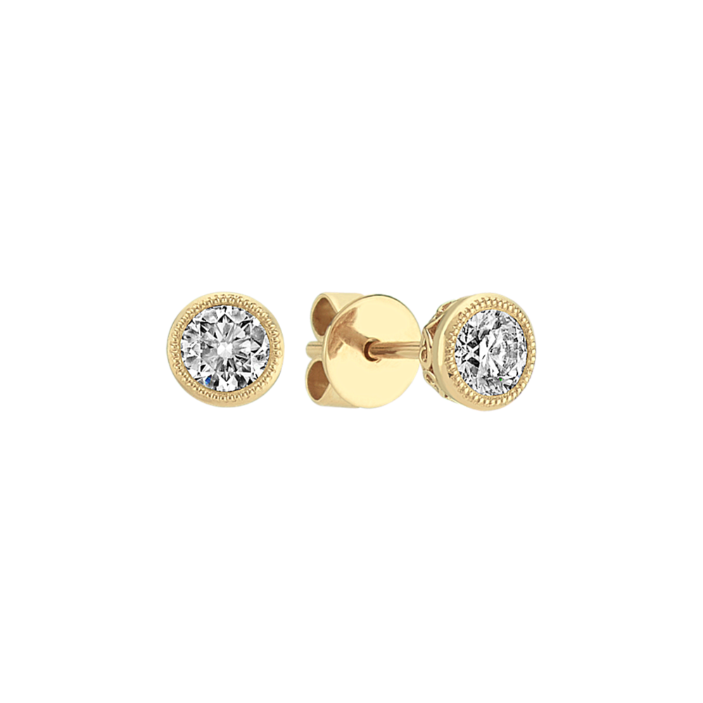 Bezel-Set Diamond Earrings in 14k Yellow Gold