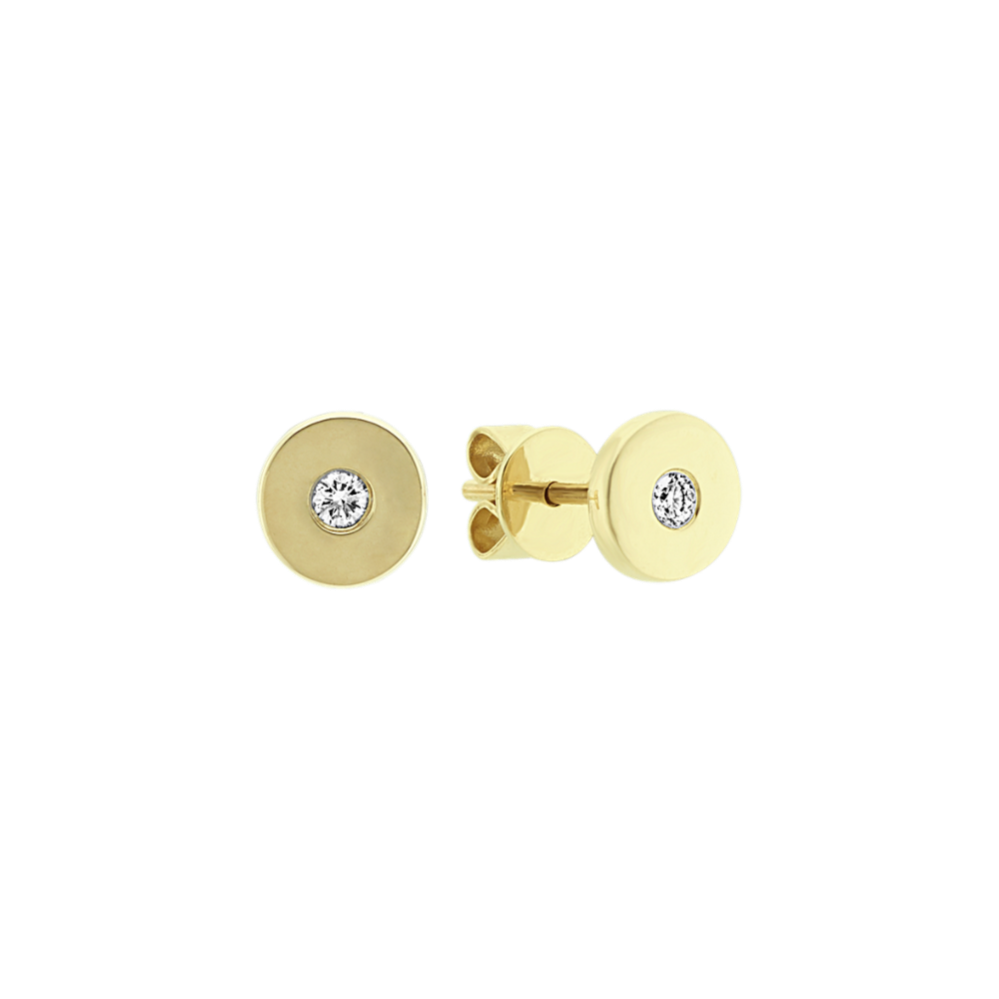 Bezel-Set Diamond Earrings in 14k Yellow Gold
