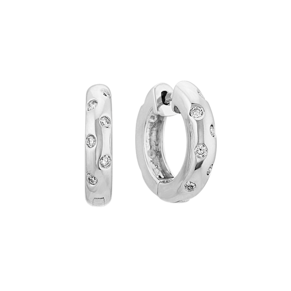 BezelSet Natural Diamond Hoop Earrings Shane Co.