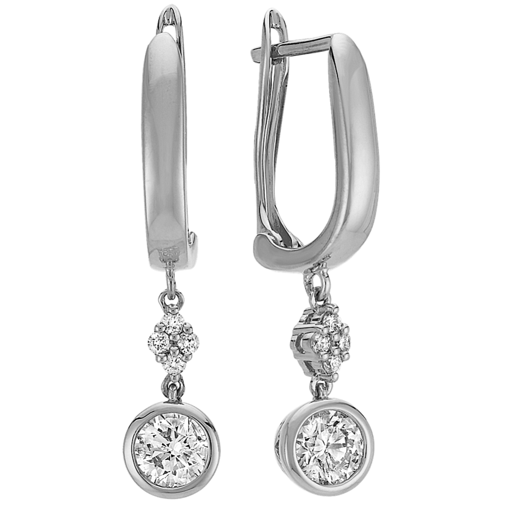Bezel-Set Round Diamond Dangle Earrings in 14k White Gold