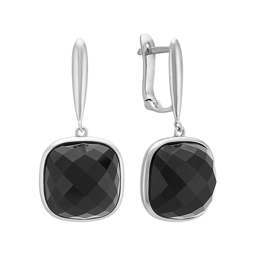 BlackAgate and Sterling Silver Leverback Earring