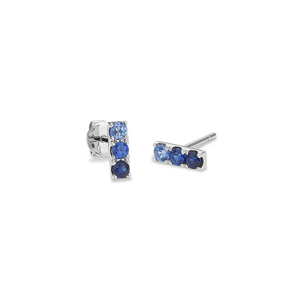 Ombre Blue Sapphire Bar Earrings