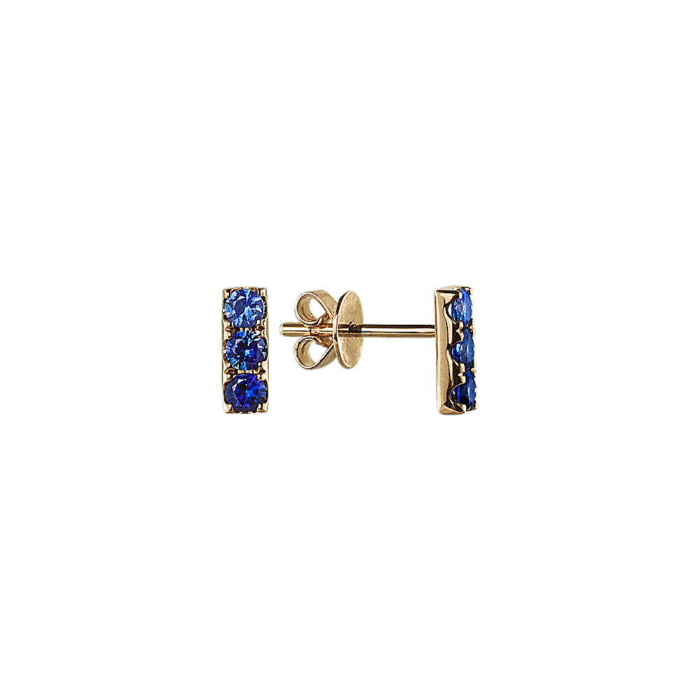 Ombre Blue Sapphire Earrings in 14K Yellow Gold