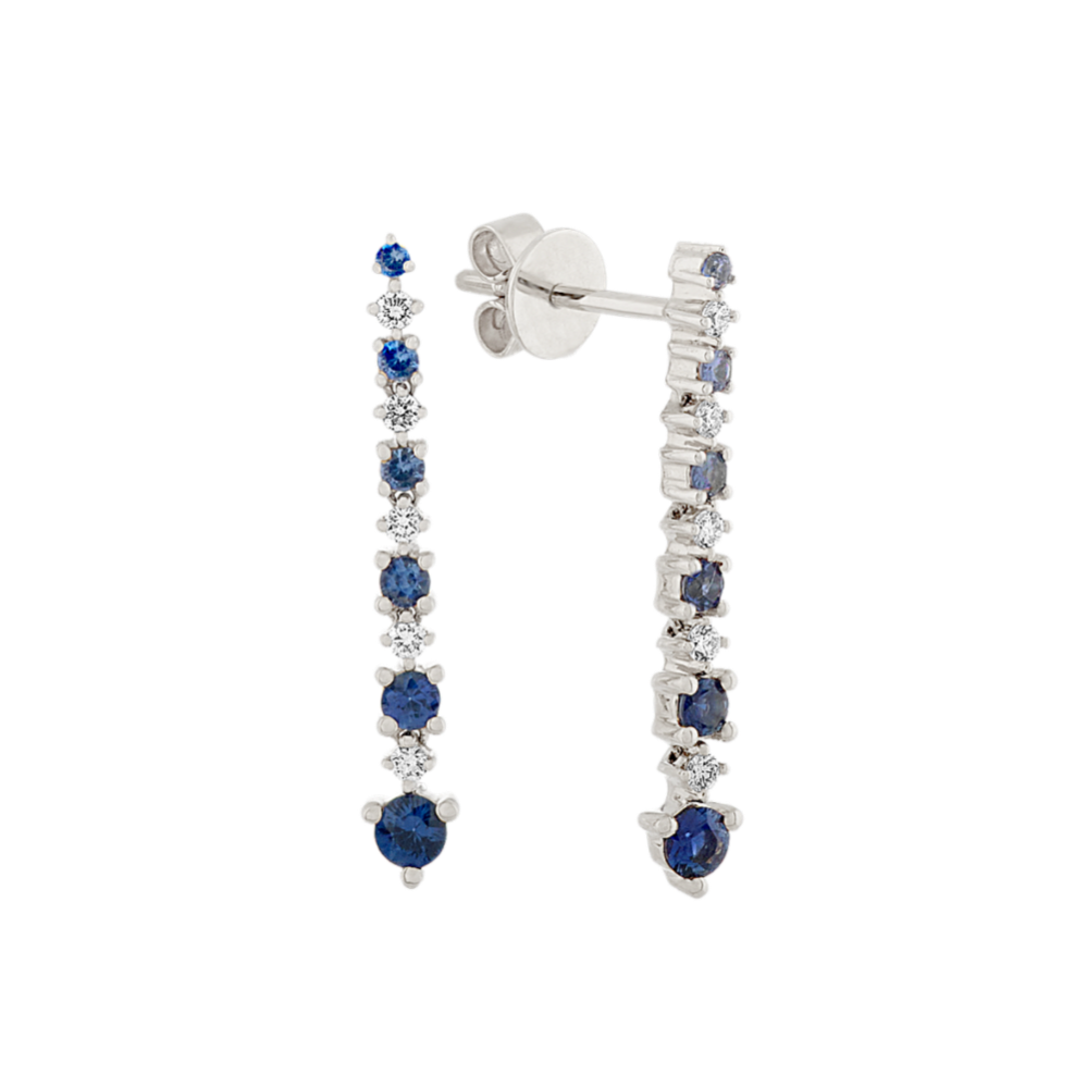 Blue Sapphire and Diamond Dangle Ombre Earrings