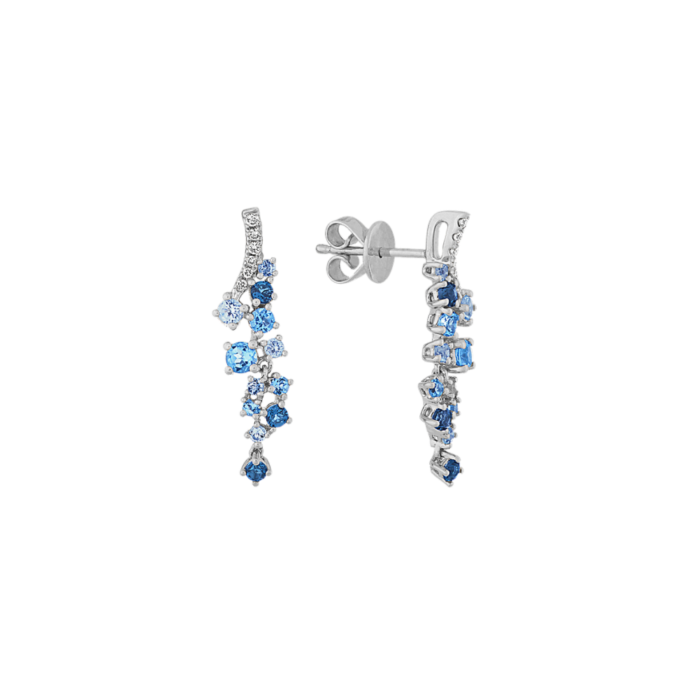 Natural Blue Topaz Ombre Dangle Earrings