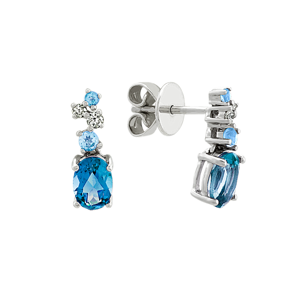 Blue Topaz and Diamond Dangle Earrings