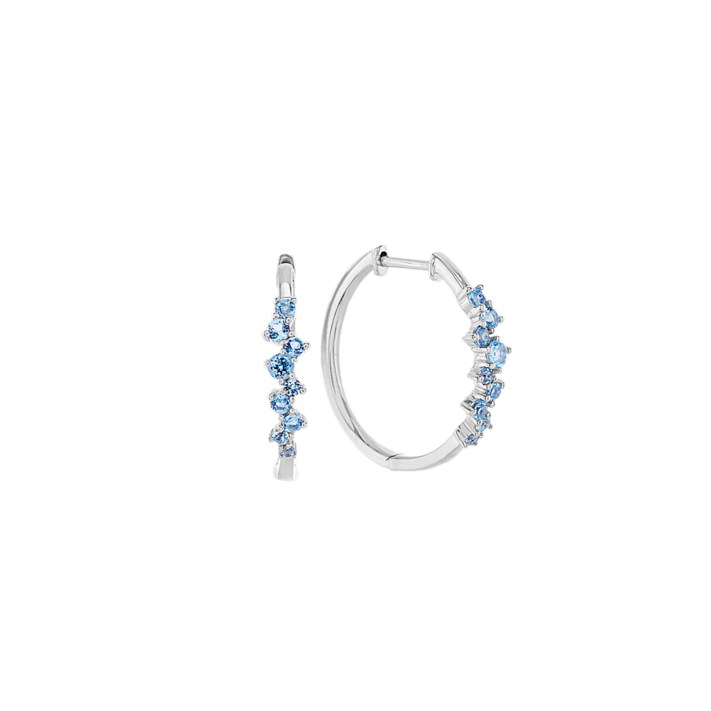 London blue topaz hoop earrings Clearance