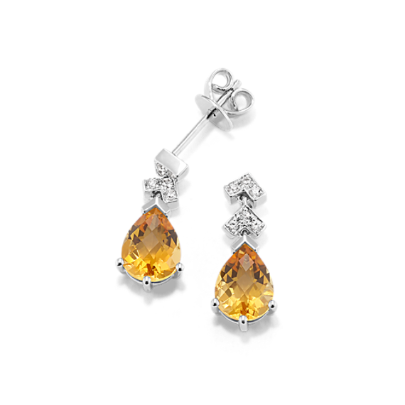 Gumdrop Citrine & White Sapphire Earrings