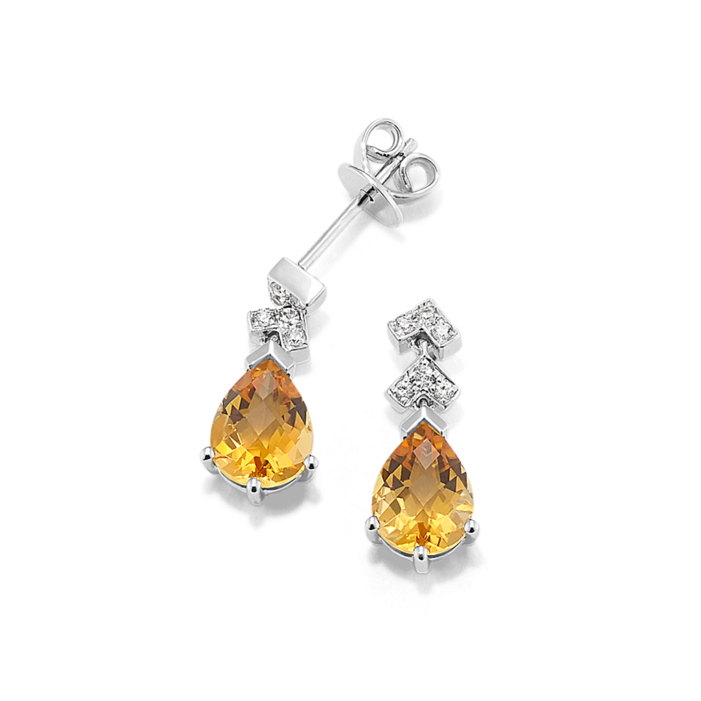 Gumdrop Citrine & White Sapphire Earrings