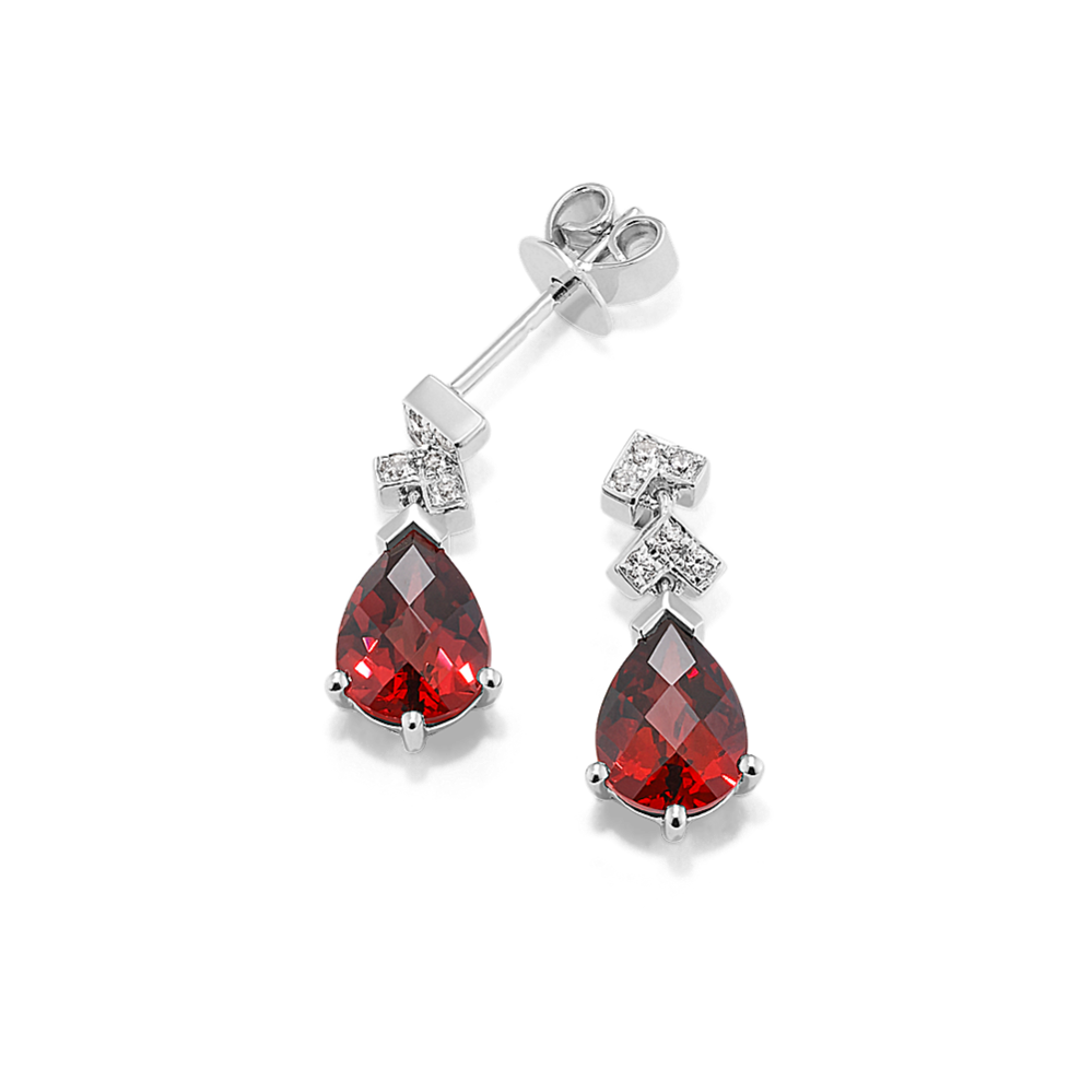 Gumdrop Garnet & White Sapphire Earrings