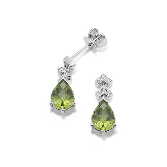Gumdrop Peridot & White Sapphire Earrings