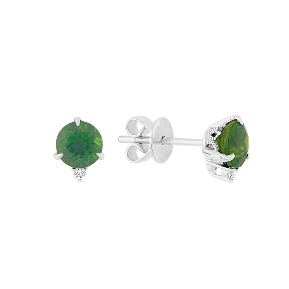 Bondi Chrome Diopside & Diamond Studs