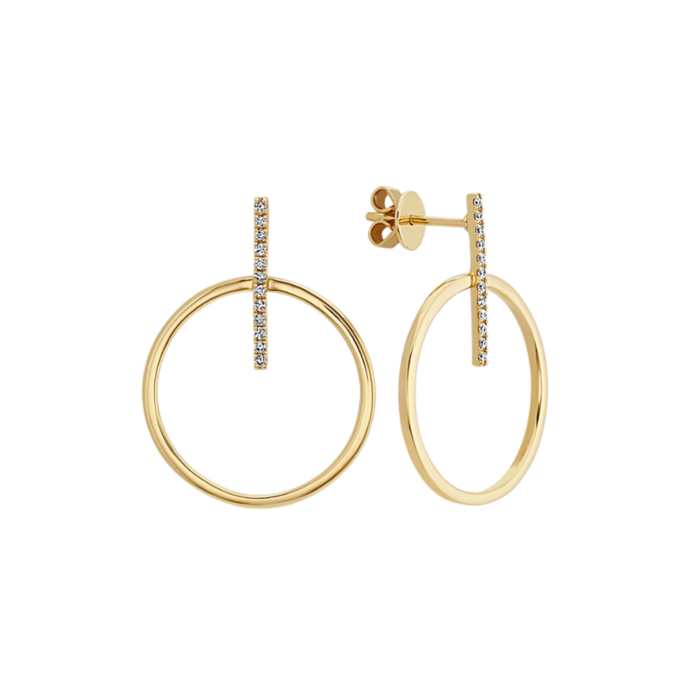 Circle Diamond Earrings in 14k Yellow Gold